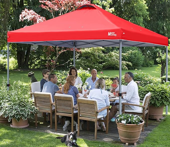 MASTERCANOPY Durable Pop-up Canopy Tent with Roller Bag (10x10, Red)