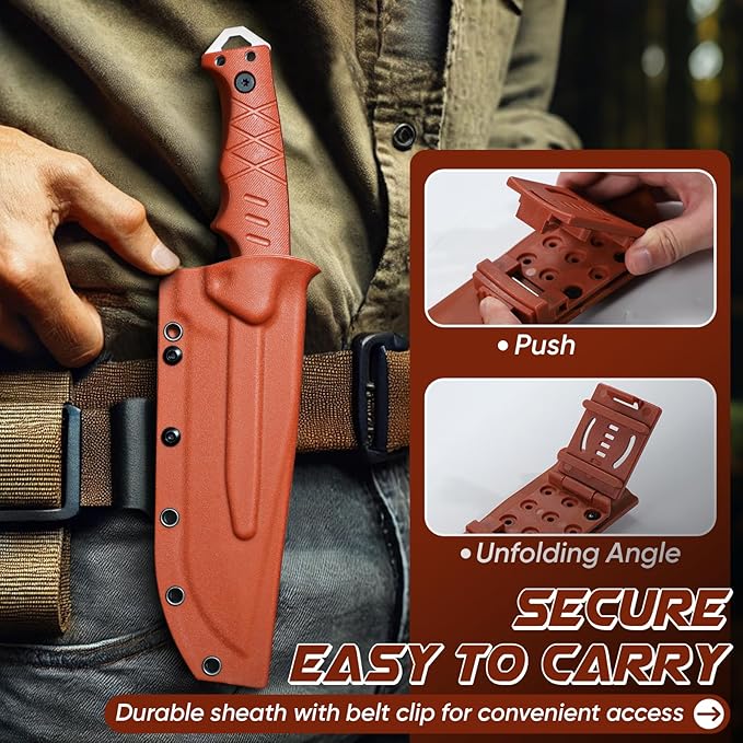 Purple Dragon Camping Knife with Sheath - D2 Steel Survival Knives for Camping, Bushcraft, Hunting - Ergonomic G10 Handle Outdoor Survival Gear Gift for Men