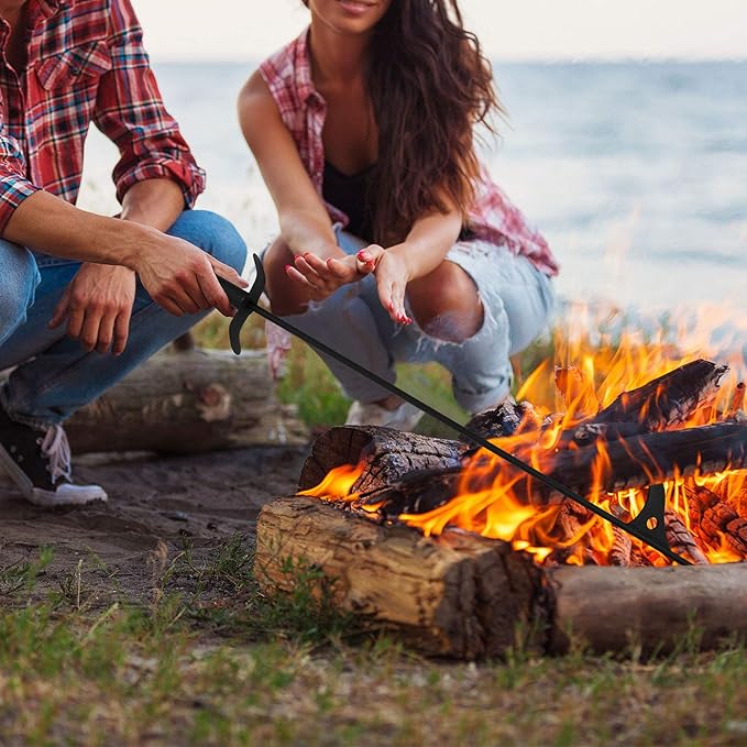 40-Inch Fire Pit Campfire Poker Stick for Fireplace, Camping, Wood Stove, Outdoor and Indoor Use, Black Solid Steel