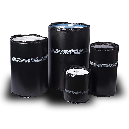 Powerblanket BH55RR-80 Industrial Grade/Weather Resistant D-15 Vinyl Shell 55 gal Insulated Drum Heating Blanket, Fixed Internal Thermostat 80 Degree F, Barrel Heater, Black
