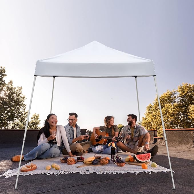 Outvita Canopy 7.8x7.8' Pop Up Commercial Instant Gazebo Tent, Waterproof & UV Protection Canopy Tent with Slant Legs for Party Wedding Birthday BBQ Events