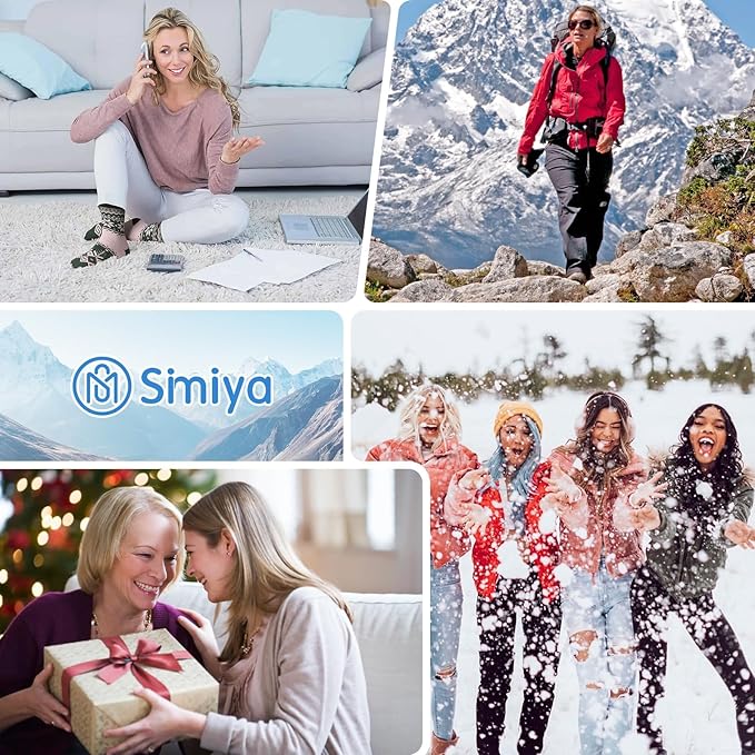 SIMIYA 5 Pairs Merino Wool Socks for Women Winter Thick Warm Hiking Socks Women Thermal Crew Cushion Socks