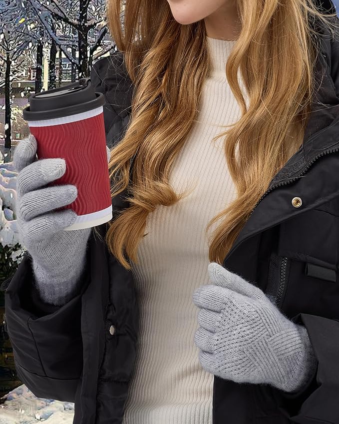 REACH STAR Winter Gloves for Women Touch Screen Elastic Thermal Knit Lining Warm Gloves for Cold Weather