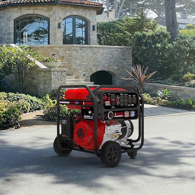 A-iPower 8200W Portable Generator Dual Fuel, Gas and Propane Powered Power Supplies with 322cc OHV Engine, CO Sensor, Heavy Duty Generators For Jobsite, RV, Whole House Backup Emergency