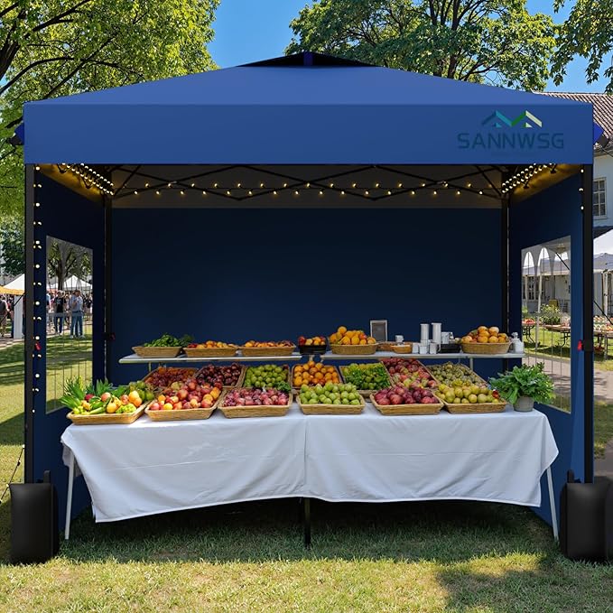 12X12 Pop Up Canopy Tent with 3 Sidewalls,Easy Up Canopy,Commercial Instant Shelter,Heavy Duty One Person Set Up Event Tent,Blue