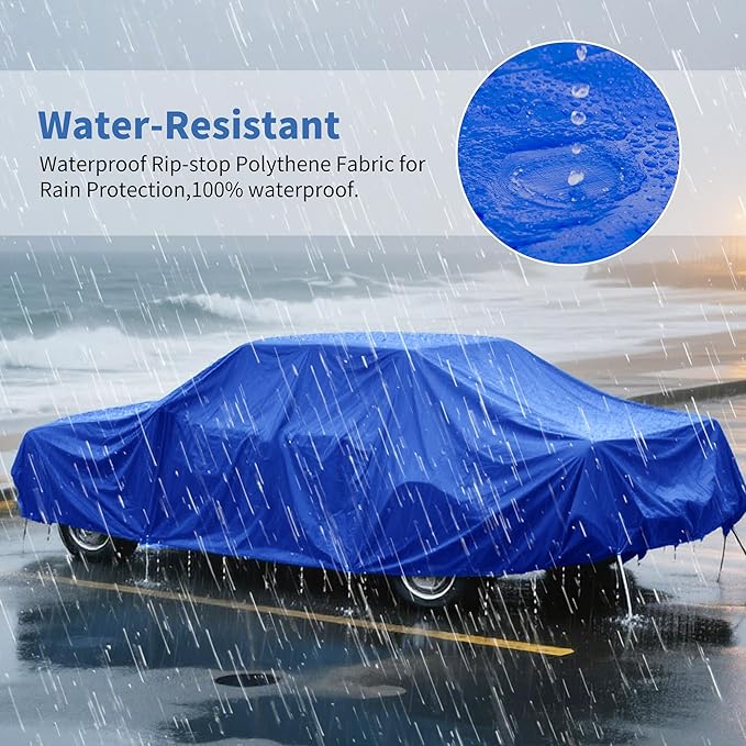 TARPAL 6x8ft Waterproof Small Tarp 16Mil Heavy Duty tarp with Metal Grommets Every 17.7" Multipurpose tarps Tear-Resistant UV Protection Cover for Roof,Pool,Car,Firewood,Outdoor Furniture (Blue/Brown)