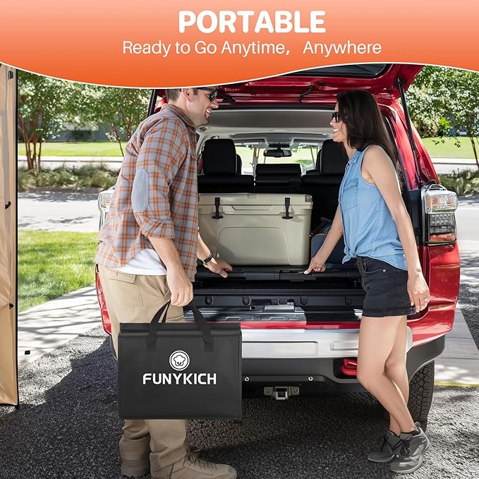 FUNYKICH 3ft Low Folding Picnic Table(34.2''x15.7''x10.3''), Thicker Aluminum Legs Beach Table with Handle & Carry Bag, Lightweight Small Camping Table for Picnic Beach Camping Party, Black