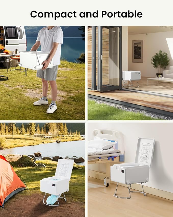 Dry Flush Toilet – Waterless, Odorless, Self-Contained | Rechargeable Portable Toilet for RVs, Van, Boat, Tiny House, Off-Grid | Easier to Use Than Composting or Incinerator Toilets