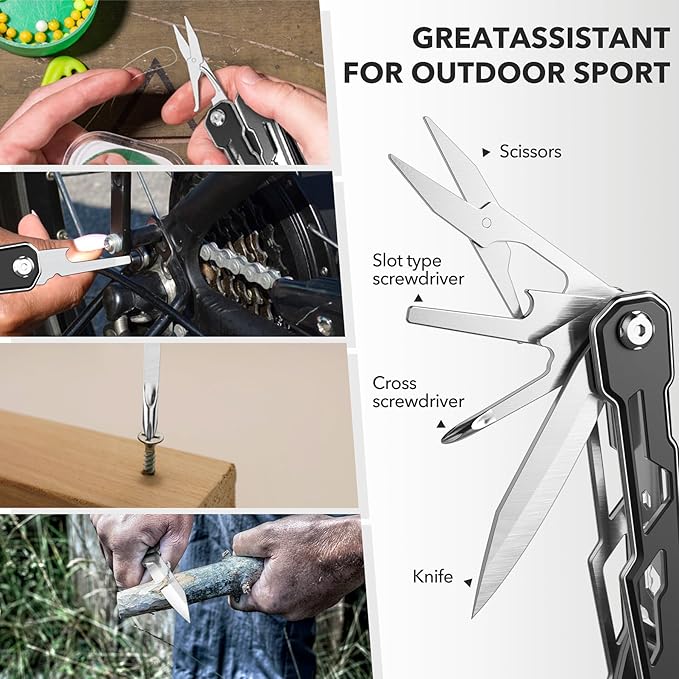 Multitool with Safety Locking,16-in-1 Multi Tool Stainless Steel Pocket Knife Set with Pliers, (10)