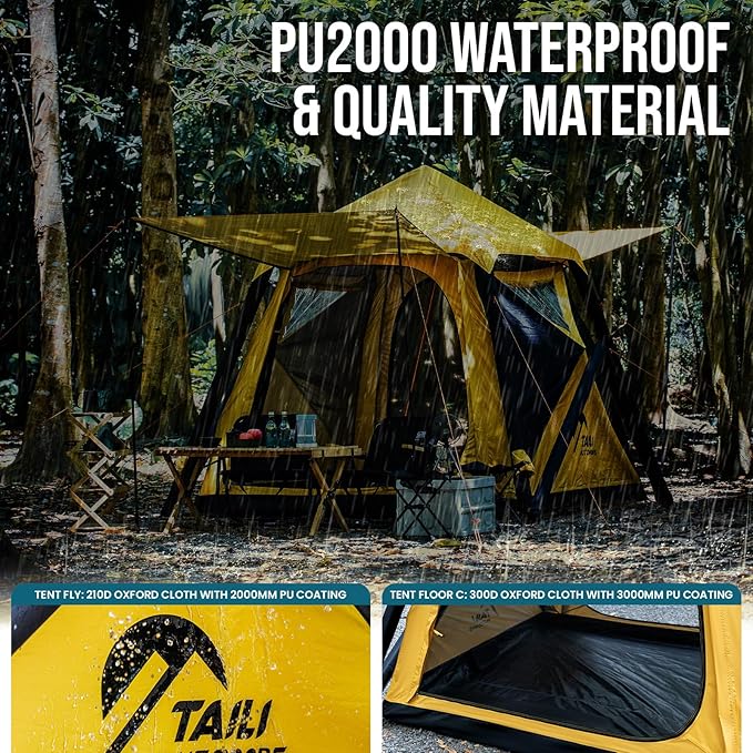 TAILI Inflatable Blow Up Tent for Camping with Hand Pump for 2/3/4/6 Person, Easy Setup Outdoor Inflatable Oxford Waterproof Air Tent House for Family Camping Adult