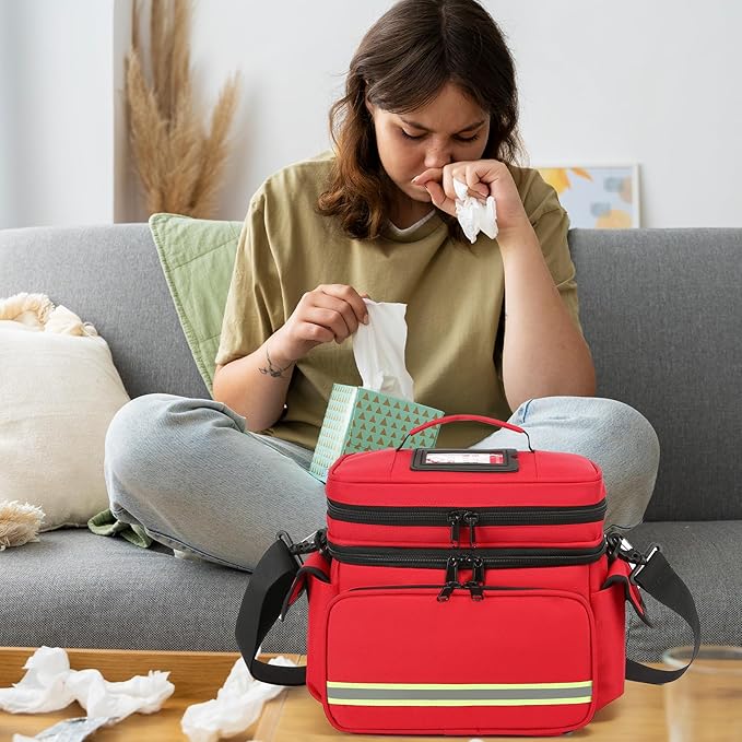 Double Layer Medical Bag Empty First Aid Bag Emergency Trauma Bag Empty, First Responder Organizer for Nurses,Home Health Care, EMT