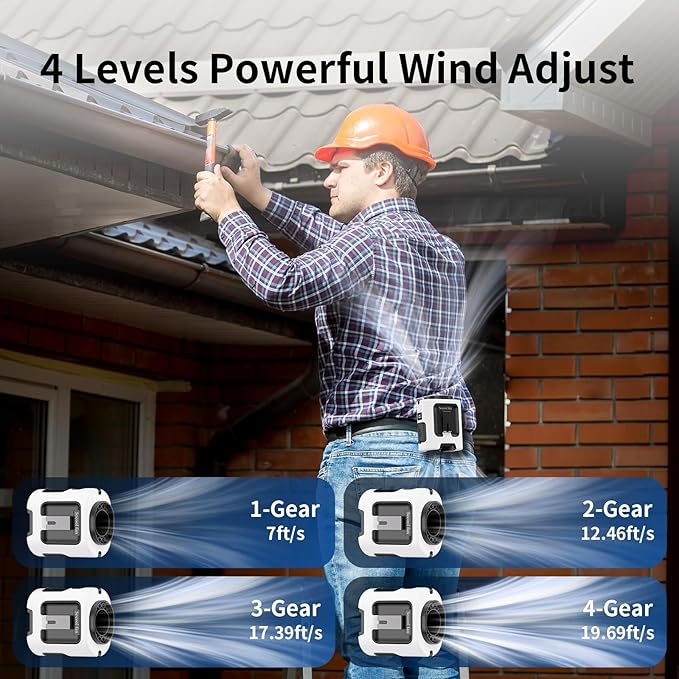 Socool Portable Waist Fan Clip on Wearable Belt, Mini Personal Fans Rechargeable, 4 Speeds 13000RPM, 25H Cooling Shirt Fan Battery Operated, Neck Fan Hanging for Outdoor Camping Travel Jobsite