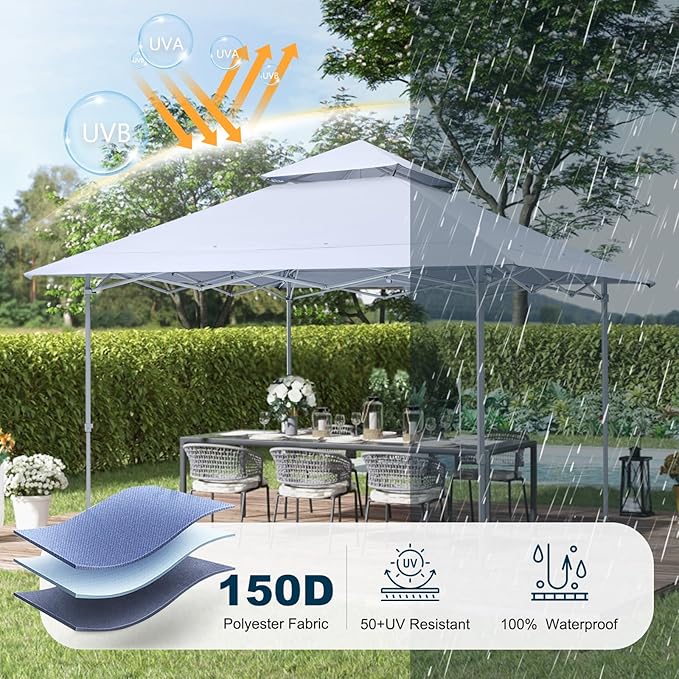 MASTERCANOPY 13x13 Pop-Up Canopy Tent Instant Shelter Outdoor Canopy with Wheeled Bag (White)
