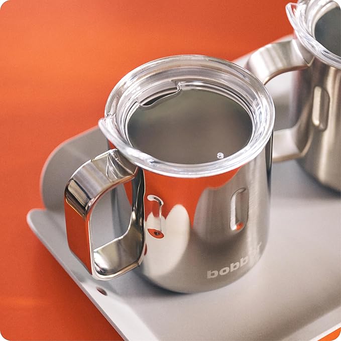 BOBBER 10 oz Triple Wall Insulated Coffee Mug with Handle, Lid & Gift Box – Stainless Steel Coffee Cup for Hot & Cold Drinks, Perfect for Home or Office Use (Glossy)