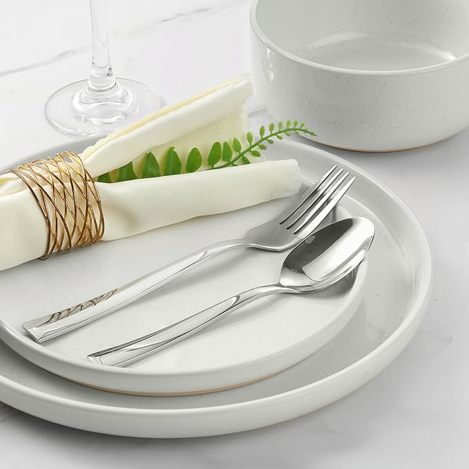 LIANYU Dinnerware Sets, 12 Piece Plates and Bowls Set for 4, Ceramic Dishware Dishes Set, Scratch Resistant Kitchen and Dining Stoneware Plates, Microwave & Dishwasher Safe, Snowy White