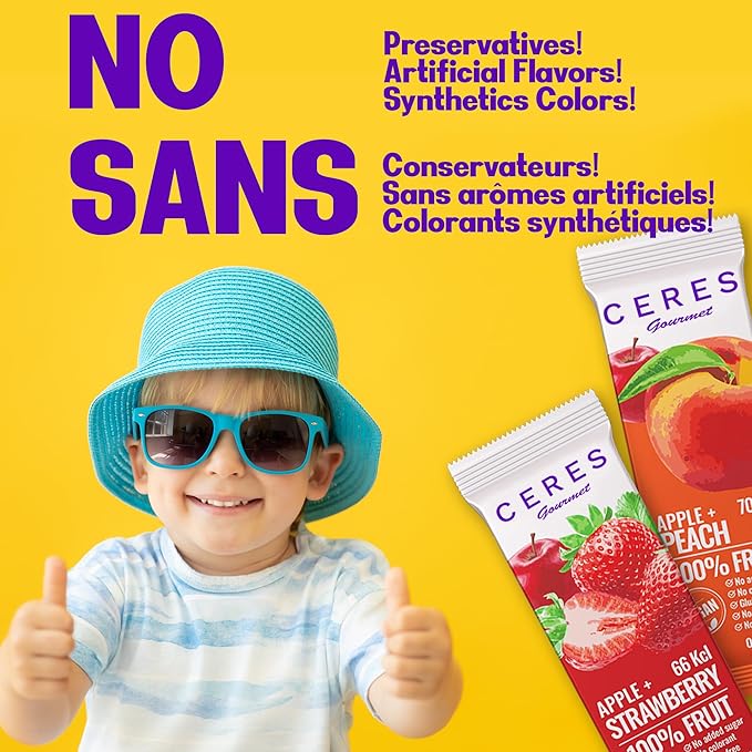 Fruit Strips Variety Pack by Ceres Gourmet, Healthy Fruit Leather, No Sugar Added Dry Fruit, Natural Snacks Bulk, Vegan, Gluten-Free Bars, 6 Flavors, 30 PCs