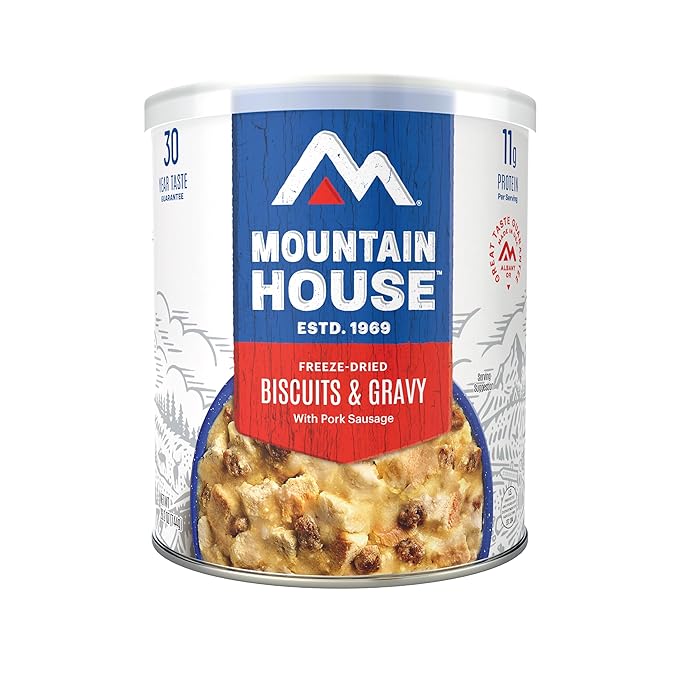 Mountain House Biscuits & Gravy & Freeze-Dried Food for Camping,12 Servings, 30-Year Shelf-Life