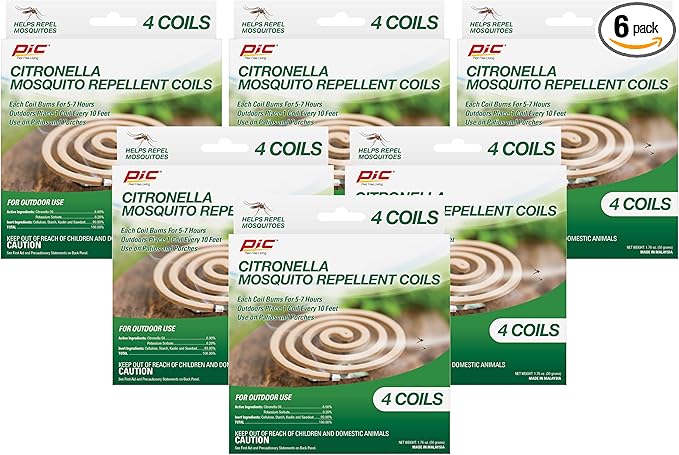 PIC CIT-Coil-4 Citronella Coils, 6-Pack (24 Total Coils)