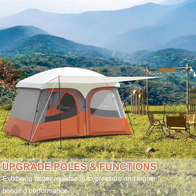 Vidalido Tents,3-4 Person Camping Tent with Extended Vestibule,Weather Resistant Family Tents with Breathable Mesh Windows,Easy Install Waterproof Outdoor Tent for Backpacking and Camping Hiking
