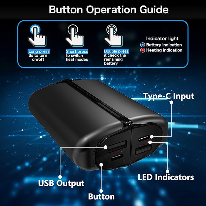 Hand Warmers Rechargeable 2 Pack,10000mAh Split-Magnetic Electric AI Handwarmer Power Bank,3 Levels, Camping,Hunting in Winter