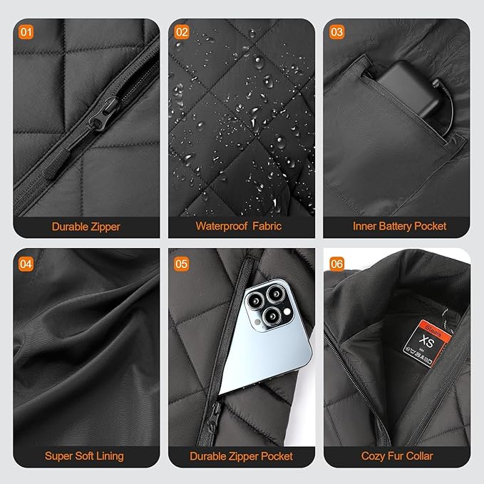 Glaais Heated Vest Women with Battery Pack 16000mAh 7.4V, Women's Warming Electric Heated Vest