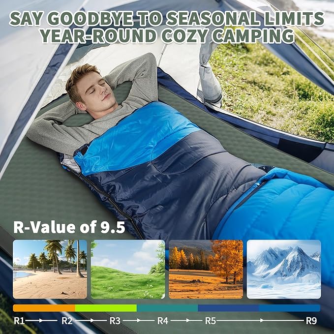 Self Inflating Double Sleeping Pad with Foam and Electric Pump,Innovative Y-Shaped Telescopic Structure,4.3" Thick Ultraportable Camping Mattress,Outdoor Compact Air Mat for Tent Car(4.2*79*55 inch)