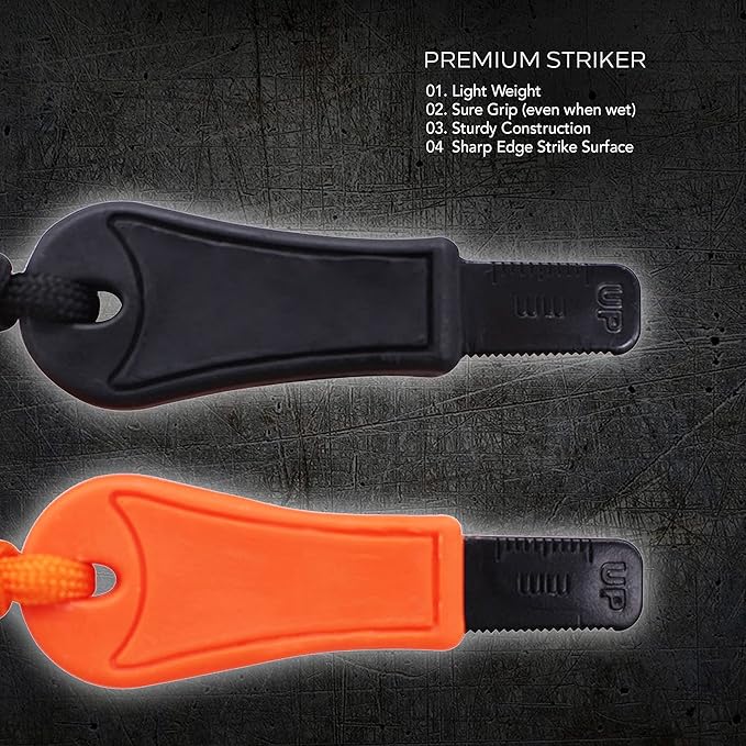 Hot Strike Ferro Rod Fire Starter | Emergency Ferrocerium Tool with Premium Striker and Lanyard with Buckle | Large Flint & Steel Survival Kit (5 x 1/2 in) | Camping, Survival, Emergency