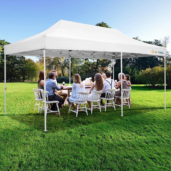 HOTEEL 10x20 Heavy Duty Pop Up Canopy Tent for Parties Event Wedding Commercial Instant Canopy with Roller Bag, Party Tent Waterproof UV 50+&Windproof, Upgraded Thick Hexagonal Legs, White