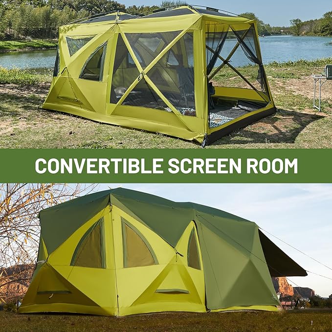 TIMBER RIDGE 4/6/8 Person Instant Pop Up Cabin Tent, Easy 60 Second Setup, Weather Resistant Camping Family Hub Tent with Rain Fly and Carry Bag for Outdoor Camping
