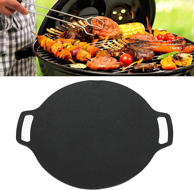Korean Grill Pan,Round Premium BBQ Grill Pan,Non-stick Griddle Plate for Gas Stove Indoor Outdoor Camping Party(25cm)