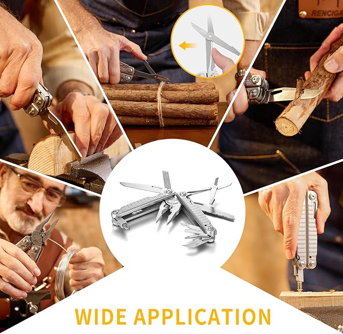 High-end Professional Multitool Pliers 15-in-1 Stainless Steel with Safety Lock 7-inch Multi Tool Foldable Pliers with Large Saw Blade Wire Cutter Scissors and Screwdirver Set Camping Survival for Man