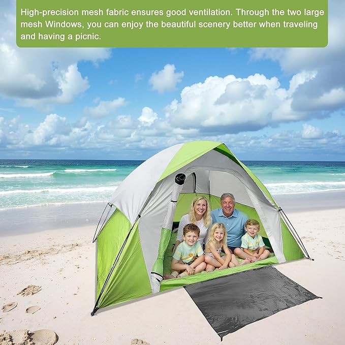6 Person Dome Camping Tent, Double Layer Waterproof, Removable Rain Fly, for Outdoor Hiking, Fishing (6 People Green)