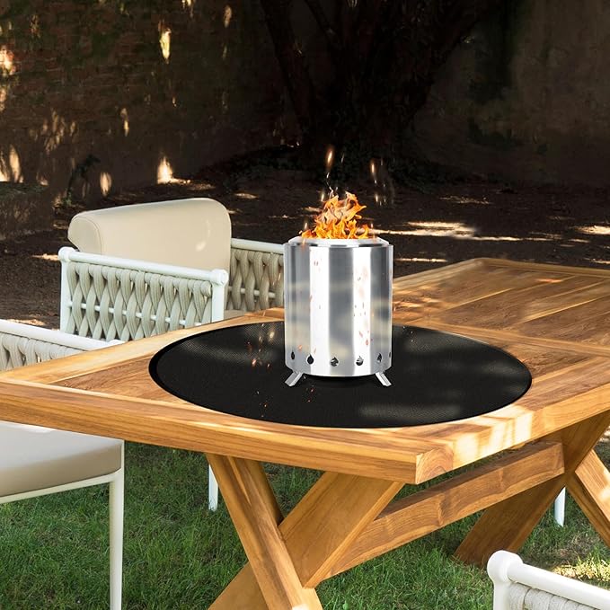 20" Tabletop Fire Pit Mat for Solo Stove Mesa XL, Easy Clean Small BBQ Mat for Outdoor BBQ, Reusable Waterproof Pad, Three-Layer Fireproof and Heat-Resistant Barbecue Mat for Tabletop Fire Pit