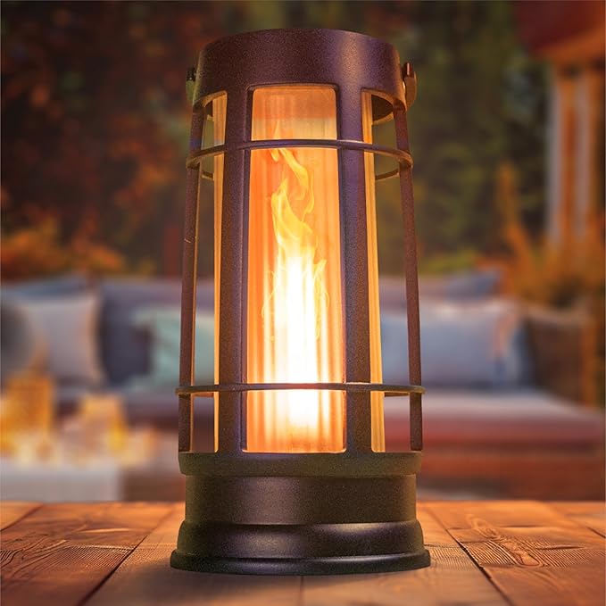 Metal Outdoor Solar Lantern, Flickering Solar Lanterns Outdoor Waterproof with Patented LED, Outdoor Lanterns for Porch, Patio, Garden, Tabletop, Hanging Use, Matte Black (2 Pack)