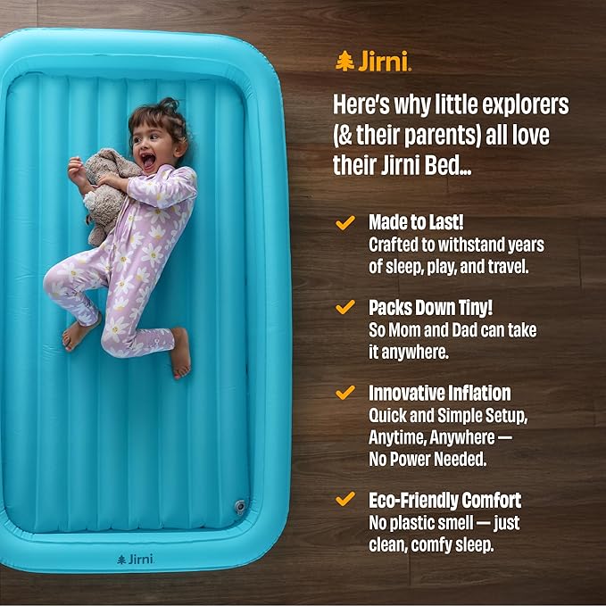 Kipper Toddler Travel Bed | New Pump System | Ultra-Lightweight & Super Durable Toddler Air Mattress | Compact Kids Air Mattress | Eco-Friendly Inflatable Kids Bed | Travel Cot Airbed