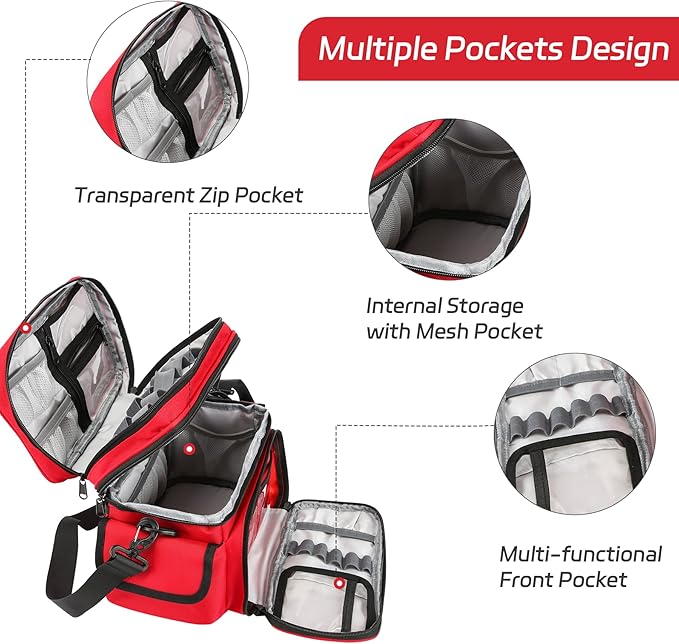 Double Layer Medical Bag Empty First Aid Bag Emergency Trauma Bag Empty, First Responder Organizer for Nurses,Home Health Care, EMT