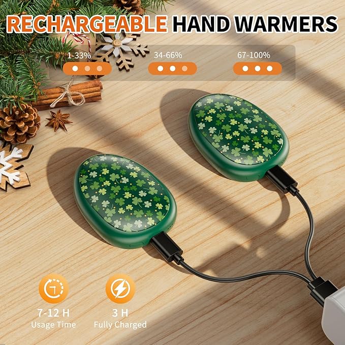 coldSky Rechargeable Hand Warmers 2 Pack, Magnetic 2-in-1 Reusable Electric Hand Warmer, 3 Heat Settings Portable Pocket Hand Heater Gifts for Women Men Christmas, Skiing, Camping, Hunting