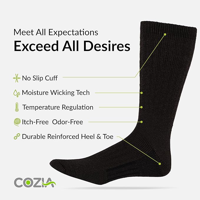 Merino Wool Socks Casual Warm Socks for Winter Cozy Boot Socks for Men & Women