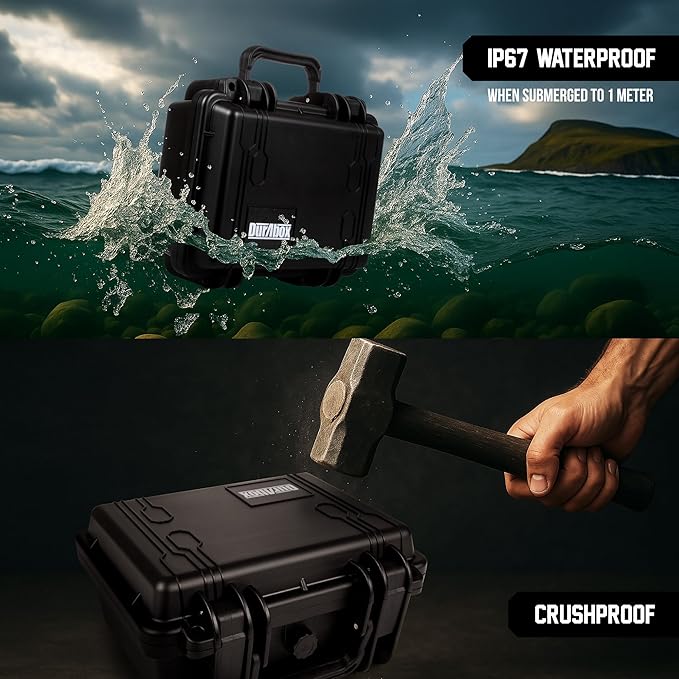 All Weather Hard Case 10 x 9 x 5” - TSA Approved Hard Shell Travel Case with Customizable Foam for Cameras, Lenses, Electronics and Other Gear