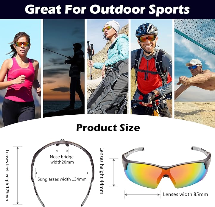 Outdoor Sports Polarized wrap around Cycling Sunglasses for Men & Women TR90 Frame UV Protection for fishing