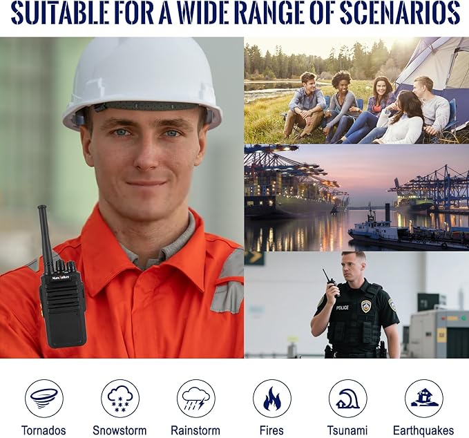 Radios Walkie Talkies Long Range: MaxTalker MT4D Rechargeable Walkie Talkies for Adults with Upgraded Earpiece, Type-C Charging Two Way Radio for Camping School Restaurant,10 Pack