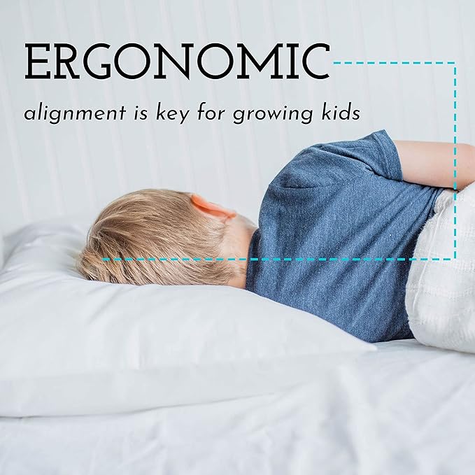 Little Sleepy Head Youth Pillow with Pillowcase 16x22, Soft Jumbo Toddler Pillows, Hypoallergenic Pillow Case - Best Kids Pillows for Sleeping, Perfect Kids Travel Pillows (Trucks 'N Cars)