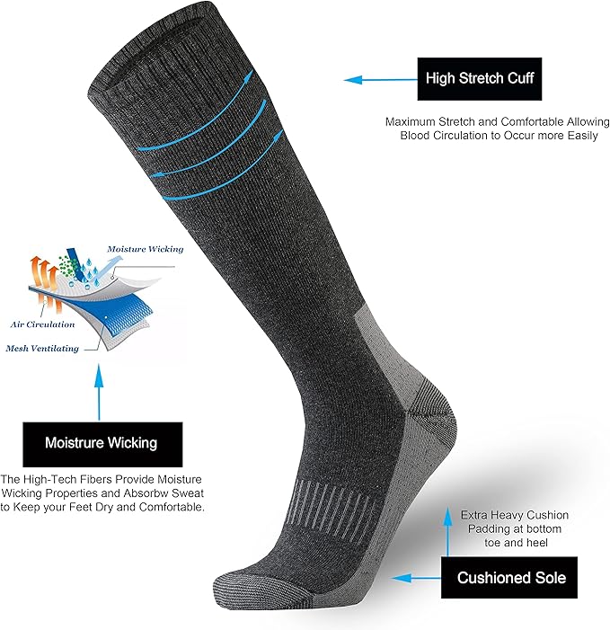 ONKE Max Full Cushion Knee High Socks for Men Steel Toe Work Boot Over the Calf OTC Moisture Wicking Thermal Hiking Hunting