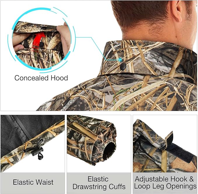 TIDEWE Rain Suit, Waterproof Breathable Lightweight 2 Pieces Rainwear