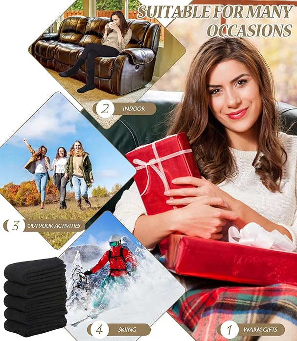 FNOVCO Wool Socks for Women Winter Warm Hiking Boot Thick Thermal Cozy Crew Socks 5 Pairs