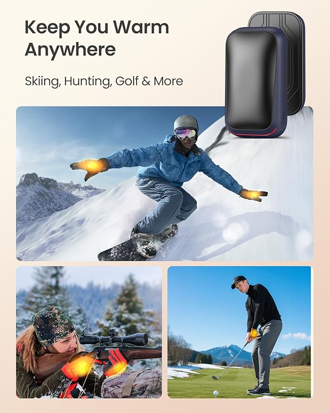 Gaiatop Electric Hand Warmers Rechargeable, Magnetic Pocket Hand Warmer 2-Pack, 3s Fast Heating, Fits in Gloves, for Winter Sports, Hunting Accessories, Stocking Stuffers Gifts for Men Women