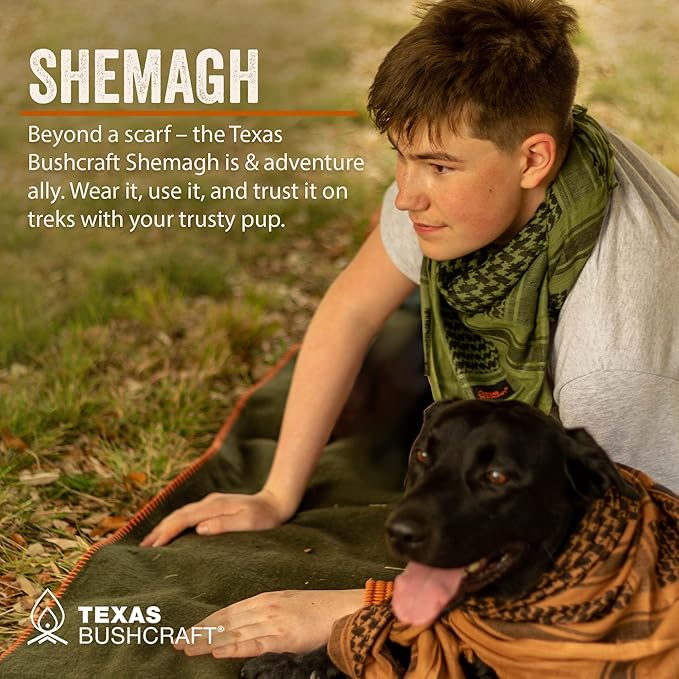 Texas Bushcraft Tactical Shemagh - Authentic Keffiyeh 100% Cotton for your Camping, Hiking and Backpacking Gear