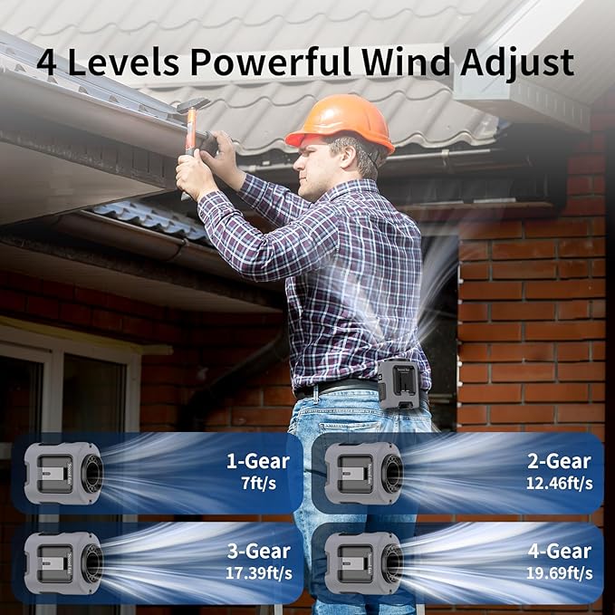 Socool Portable Waist Fan Clip on Wearable Belt, Mini Personal Fans Rechargeable, 4 Speeds 13000RPM, 25H Cooling Shirt Fan Battery Operated, Neck Fan Hanging for Outdoor Camping Travel Jobsite