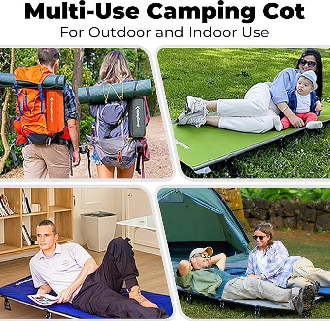 KingCamp Ultralight Compact Folding Camping Cot Bed, 4.9 Pounds (Green)
