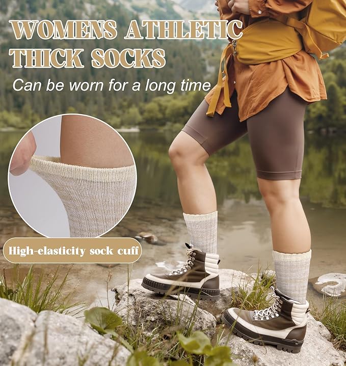 Justay 4 Pairs Merino Wool Socks for Women, Hiking Thermal Warm Winter Cozy Thick Boot Socks for Women Gifts